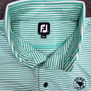 Footjoy Polo XL Mint Green White Stripes Surf Club Golf Course Logo